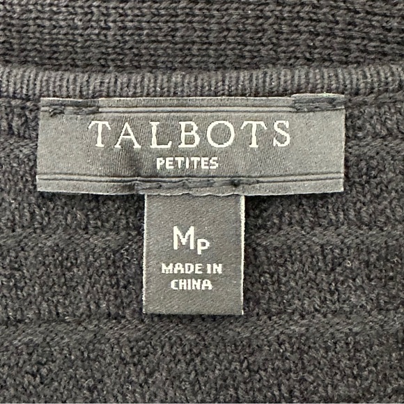 Talbots Women’s Black Sweater Sheath Dress Modest V Neck 3/4 Sleeve Sz M Petite - Picture 8 of 9